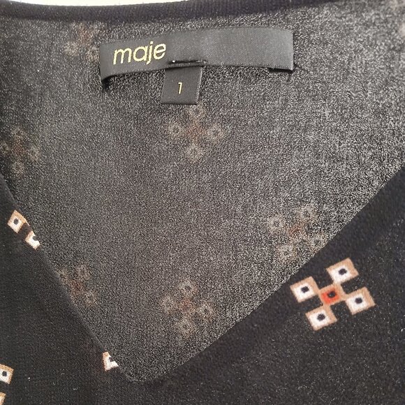 Maje Leona Geometric-print Chiffon Top - Picture 4 of 9